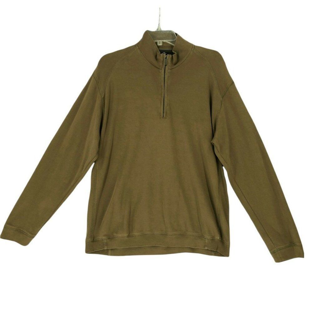 Hathaway Mens Sweater Extra Large Brown Pullover Sweatshirt Long Sleeve 1/4 Zip